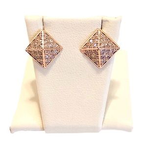 Rose gold tone pyramid earrings
